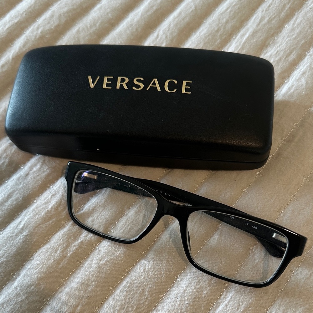 Versace Black Rectangular Eyeglasses With Case - image 1